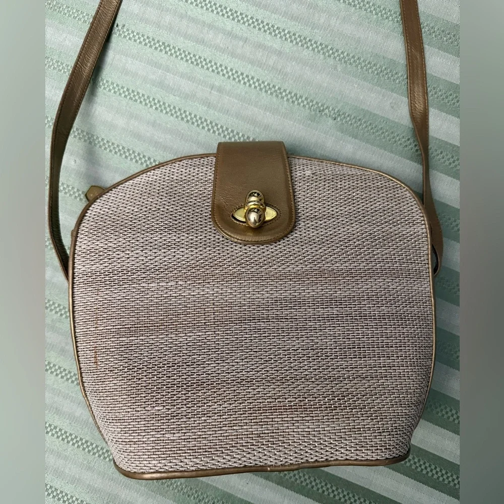 Stuart Weitzman Tan and Cream Crossbody Bag